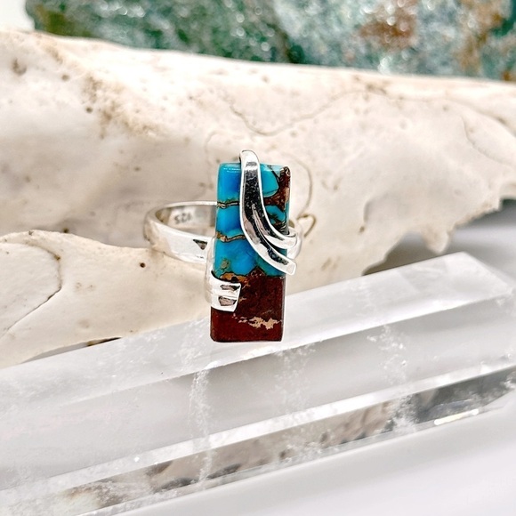 Rare Basalt Turquoise Solid Sterling Silver Ring - Picture 1 of 5